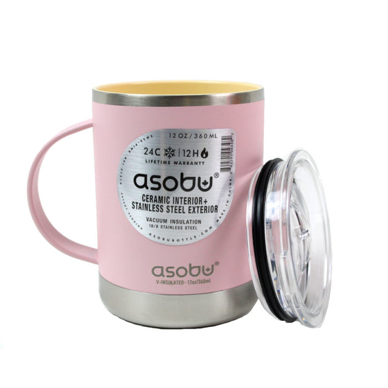 Asobu SM30 Utlimate Insulated Mug, Stainless Steel With Ceramic Inner-Coating, Pink