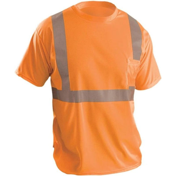 Occunomix LUX-SSETP2B Short Sleeve Wicking Birdseye T-Shirt W/Pocket Xl, Orange (High Visibility)