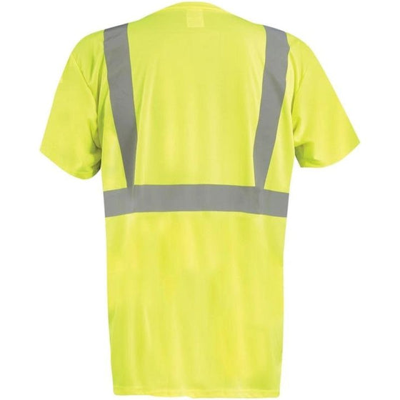 Occunomix LUX-SSETPBK Short Sleeve Black Bottom Wicking Birdseye T-Shirt W/Pocket Xl, Yellow (High Visibility)