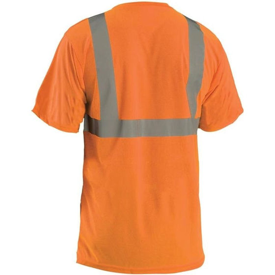 Occunomix LUX-SSETP2B Short Sleeve Wicking Birdseye T-Shirt W/Pocket 2-Xl, Orange (High Visibility)