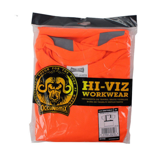 Occunomix LUX-SSETP2B Short Sleeve Wicking Birdseye T-Shirt W/Pocket 2-Xl, 10-Pack, Orange (High Visibility)