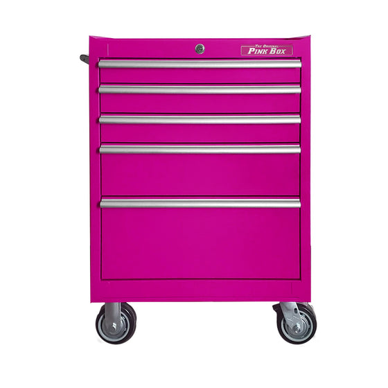 The Original Pink Box PB2605RSC 26-Inch 5-Drawer 18G Steel Rolling Cabinet, Pink, Pink
