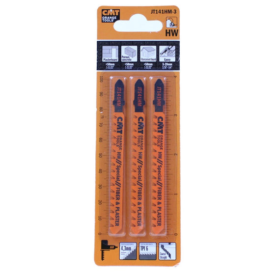 CMT JT141HM-3 3 Jig Saw Blades Hm 4"X6tpi (Fibercement & Fiberplaster)