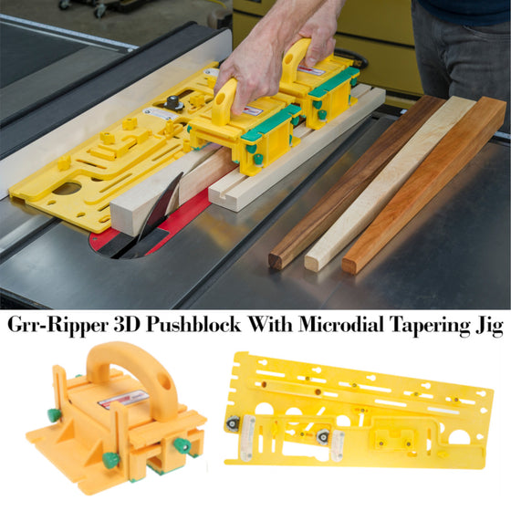 MICROJIG GRR-RIPPER GR-100+TJ-5000 Pushblock & Microdial Tapering Jig Bundle
