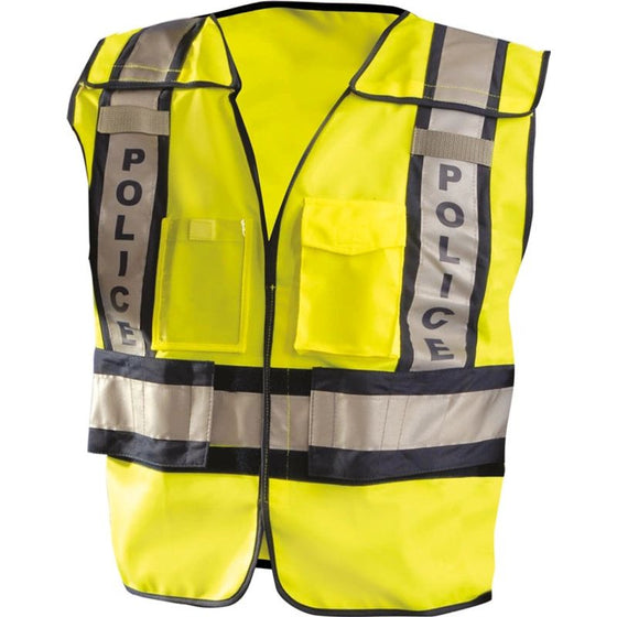 Occunomix LUX-PSP-YM/L Premium Solid Public Safety Police Vest, Yellow, M/L, Yellow/Navy