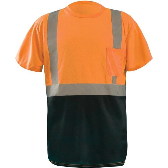Occunomix LUX-SSETPBK-O3X T-Shirt, Classic Wicking Birdseye, Black Bottom, Class 2, Orange, 3X, Orange (High Visibility)
