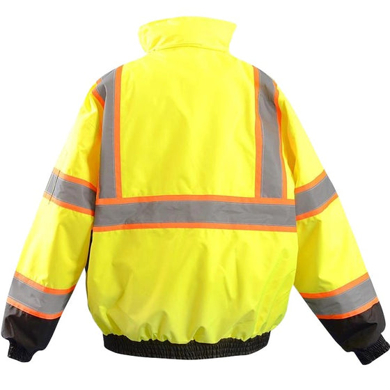 Occunomix LUX-350-JB2-Y2X Jacket, Value Black Bottom, Two-Tone, 2-In-1 Bomber, Class 3, Yellow, 2X, Yellow