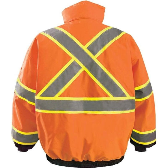 Occunomix LUX-350-B2X-OL Jacket, Value Black Bottom, "X" Back,  2-In-1 Bomber, Class 3, Orange, L, Orange