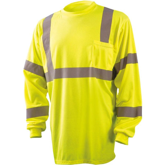 Occunomix LUX-LSETP3B-YM T-Shirt,  Wicking Birdseye Long Sleeve, Class 3, Yellow, M, Yellow (High Visibility)