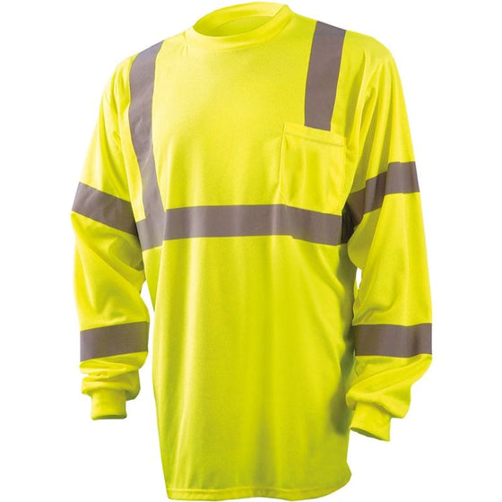 Occunomix LUX-LSETP3B-YM T-Shirt, Wicking Birdseye Long Sleeve, Class 3, Yellow, M, Yellow (High Visibility)