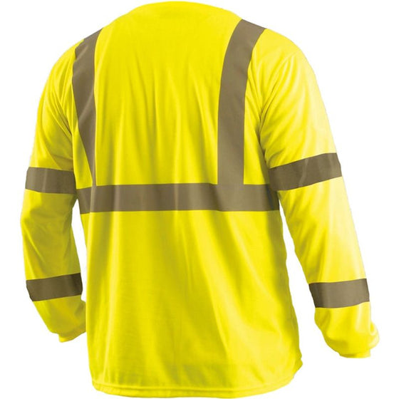 Occunomix LUX-LSETP3B-YS T-Shirt, Wicking Birdseye Long Sleeve, Class 3, Yellow, S, Yellow (High Visibility)