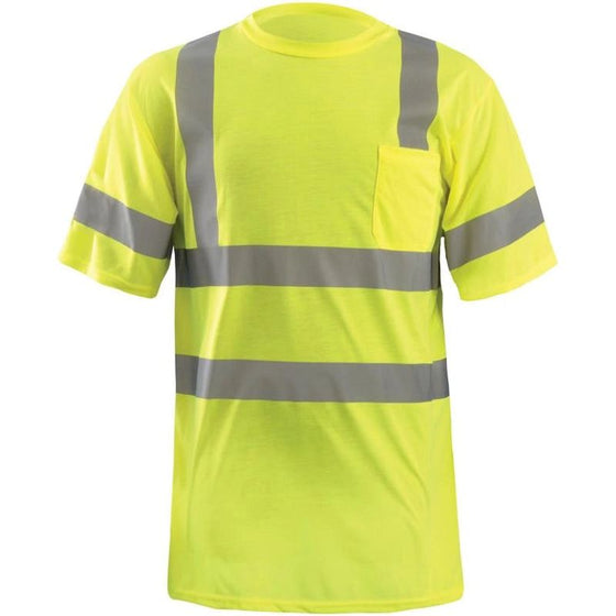 Occunomix LUX-SSETP3-YL T-Shirt, Classic Wicking, Class 3, Yellow, L, Yellow (High Visibility)