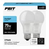 Feit Electric A1100/850/10KLED/2 Led A19 75 Watt Equiv., 10 Year, 11K, Non-Dimmable, 1100 Lumen, 5000K, (2-Pack), Daylight