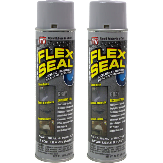 Flex Seal FSGRYR20 Flex Seal Gray 20 Oz. Spray Can, 2-Pack, Gray