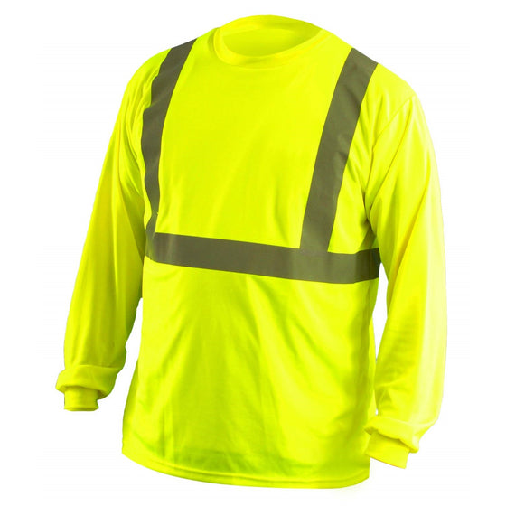 Occunomix LUX-LSET2B-YS T-Shirt, Wicking Birdseye Long Sleeve, Class 2, Yellow, S