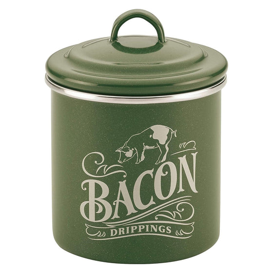 Ayesha Curry Enamel on Steel Bacon Grease Can / Bacon Grease Container - 4 Inch, Green (Copy)