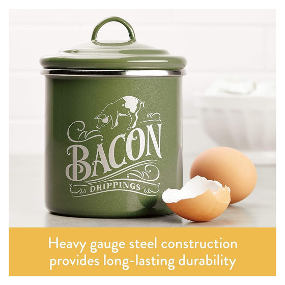 Ayesha Curry Enamel on Steel Bacon Grease Can / Bacon Grease Container - 4 Inch, Green