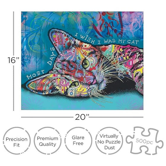 AQUARIUS Dean Russo Cat Puzzle (500 Piece Jigsaw Puzzle) - Glare Free - Precision Fit - Officially Licensed Dean Russo Merchandise & Collectibles - 16 X 20 Inches