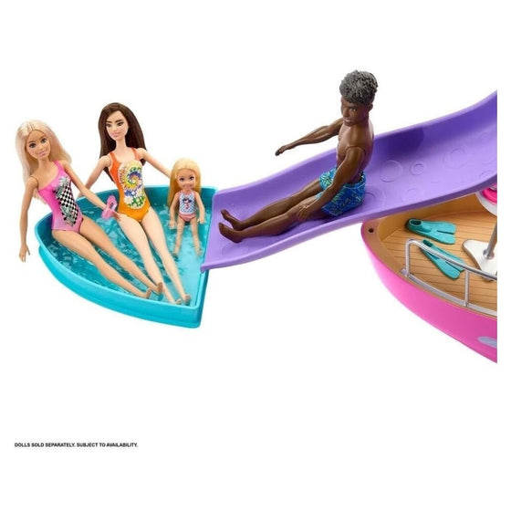 Barbie Boat with Pool and Slide, Dream Boat Playset Includes 20+ Pieces Like Dolphin and Accessories