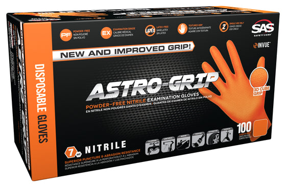 Sas 66474-40 Astro-Grip 40 Pack 3D Cube Grip Xl Powder-Free Exam Grade Nitrile - 7 Mil, 50-Pack, Blue