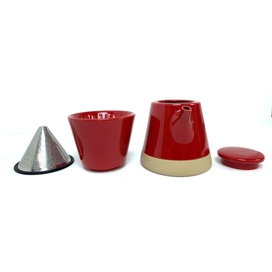 Rachael Ray 47537 Ceramic Pour-Over Coffee Set, 5-Cup,, Red