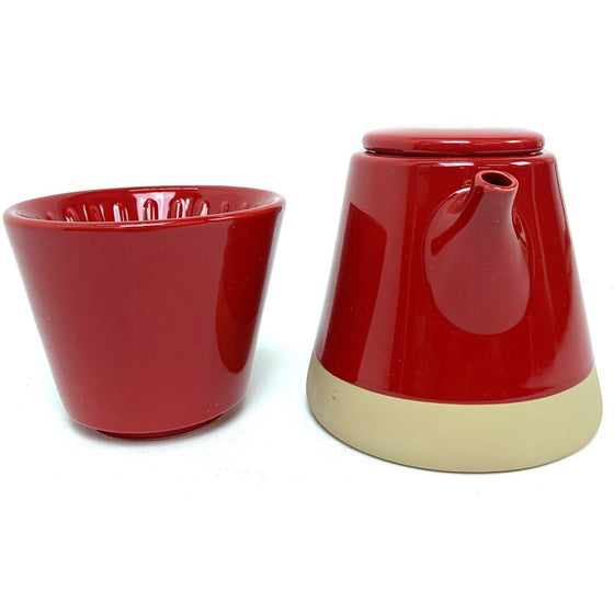 Rachael Ray 47537 Ceramic Pour-Over Coffee Set, 5-Cup,, Red