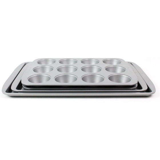 Farberware 47360 Nonstick Bakeware 4-Piece Baking Sheet Set, -, Gray