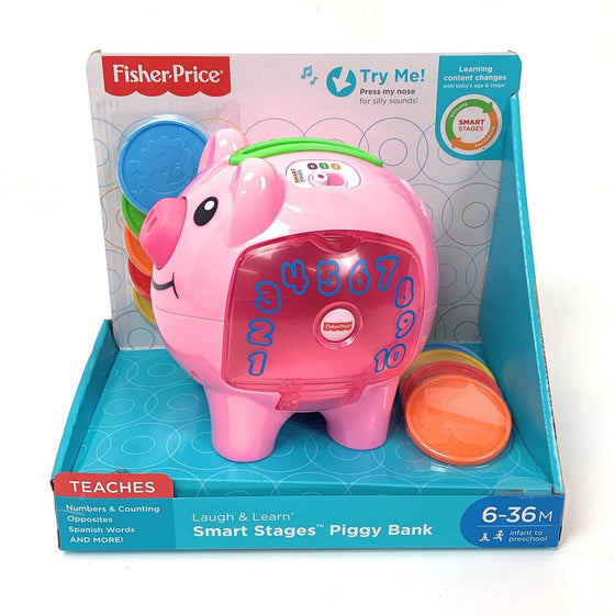 Fisher-Price CDG67 Fisher Price Laugh & Learn Smart Stages Piggy Bank, Pink