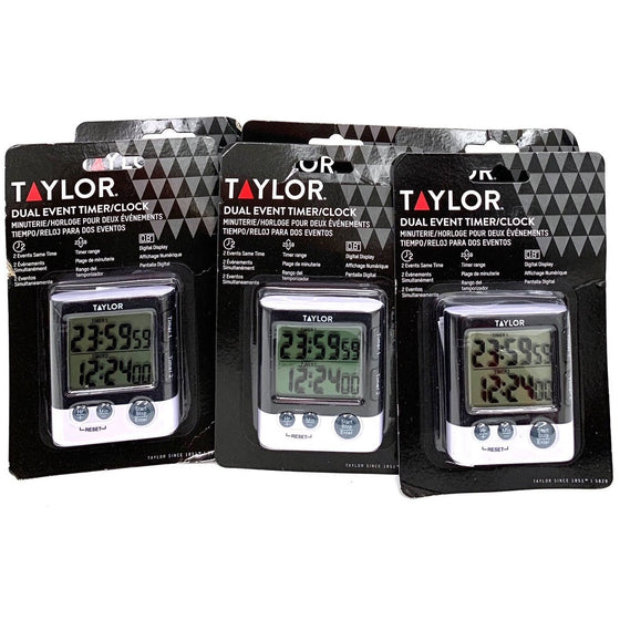 Taylor 582800 Dual Event Timer/Clock, 6-Pack, Black