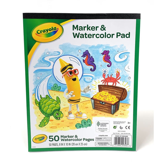 Crayola 99-3403 Marker & Watercolor Pad 50 Pages 8" X 10", White
