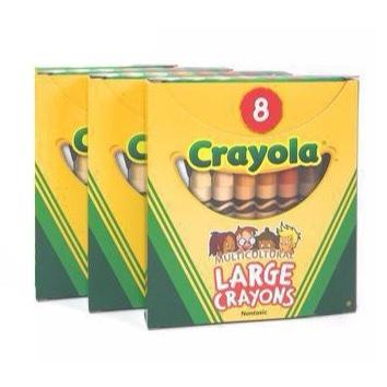 Crayola 52-080W Large Crayons 8-Piece, 3-Pack, Assorted Skin Tone Colors