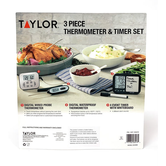 Taylor 1050279 3 Piece Thermometer & Timer Set