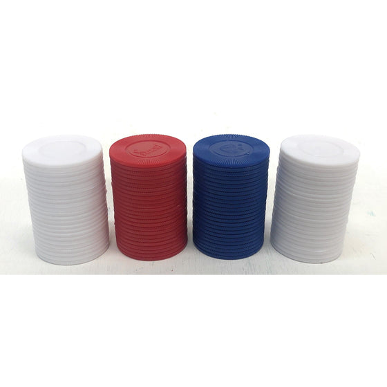 Bicycle 1006252 Casino Style Interlocking Easy Stack Poker Chips 100 Count Single Piece, White/Red/Blue