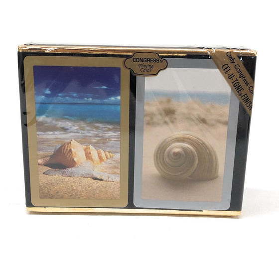 Congress 1026122 Playing Cards Beach Shell Cel-U-Tone Finish Piece Of 2, Assorted