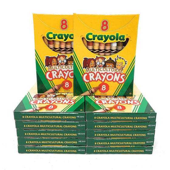 Crayola 52-008W Multi-Cultural Crayons 8-Piece, 12-Pack, Assorted Skin Tones