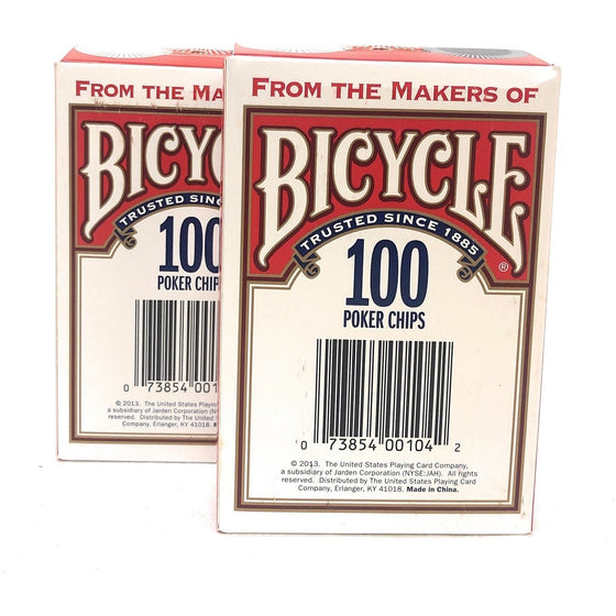 Bicycle 1006252 Casino Style Interlocking Easy Stack Poker Chips 100 Count 2 Pieces, 2-Pack, Multi-Colored