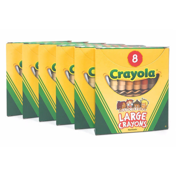 Crayola 52-080W Multicultural Crayons Large 8-Piece, 6-Pack, Assorted Skin Tone Colors