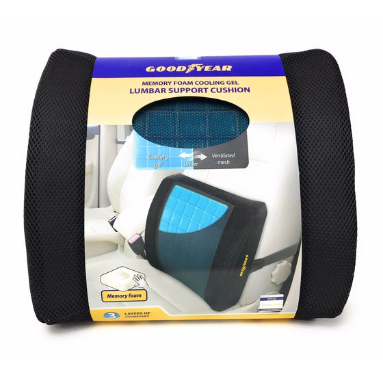 Goodyear GY1217 Good Year Memory Foam Cooling Gel Lower Back Travel Pillow, Lumbar Support Pillow With Gel