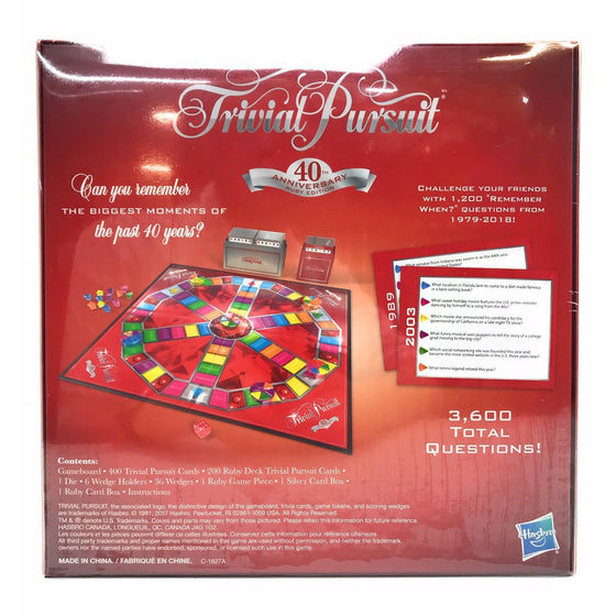 Hasbro Gaming E1923000 Trivia Pursuit 40Th Anniversary Ruby Edition, Brown/A