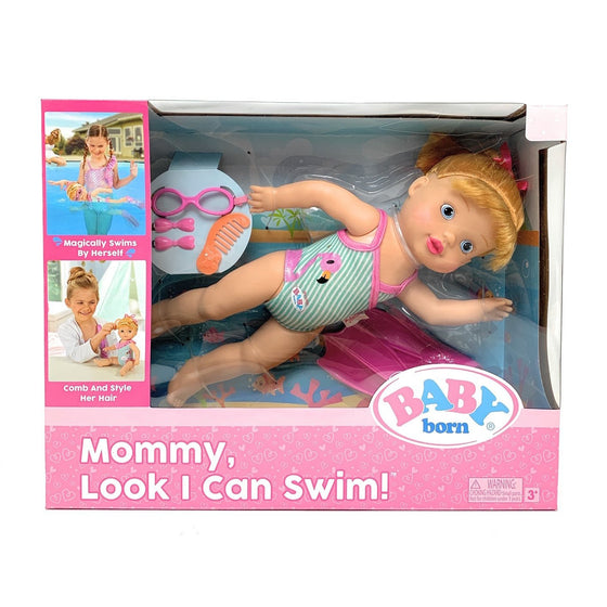 Baby Born 915994 Baby Interactive Mommy! Look I Can Swim Doll, Pink