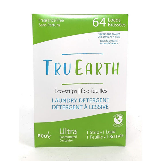Tru Earth TE-BAM0064 Eco-Strips Laundry Detergent Strips, Fragrance Free, 64-Loads