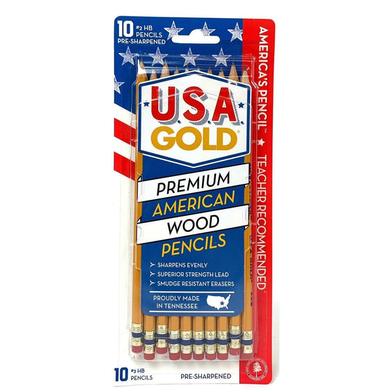 Rose Art CYD19-00 U.S.A. Gold Premium American Wood Pencils 10 Pencils, Yellow