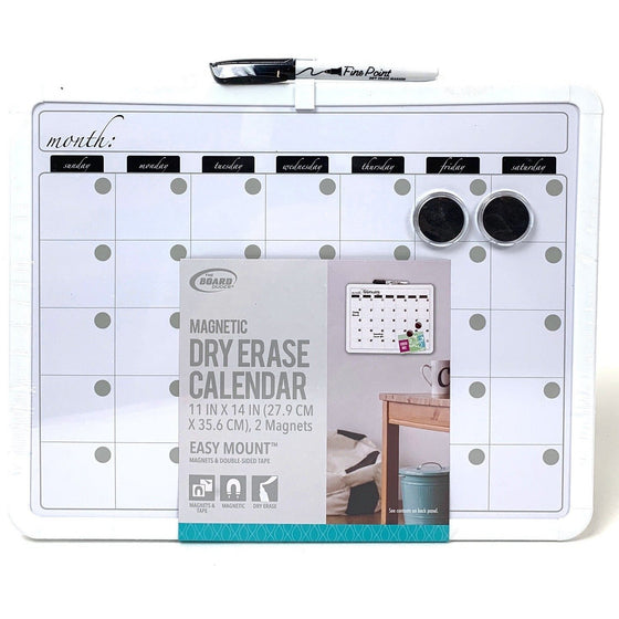 The Board Dudes AF-CYM19 Magnetic Dry Erase Calendar 11X 14  27.9 Cm X 35.6 Cm,2 Magnets, White