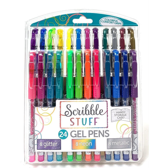 Mattel FTY88-00 Scribble Stuff 24 Gel Pens 8 Glitter, 8 Neon, 8 Metallic
