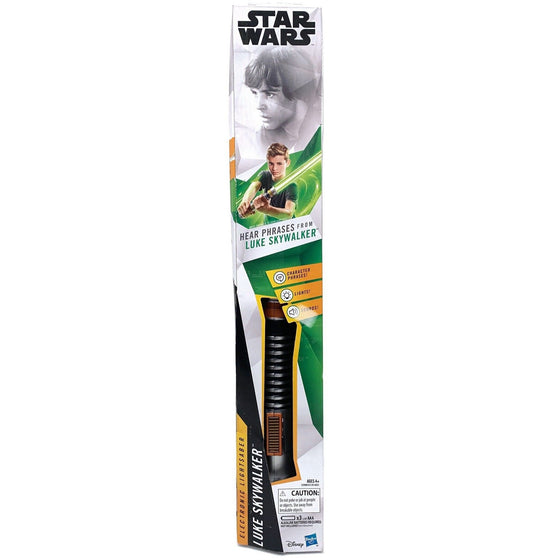 Star Wars E3996 Luke Skywalker Electronic Green Lightsaber Toy With Lights, Sounds, & Phrases