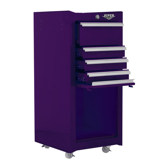 Viper Tool Storage V1804PUR 5-Drawer Steel Rolling Tool/Salon Cart, With Bulk Storage,, Purple