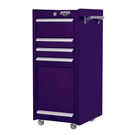 Viper Tool Storage V1804PUR 5-Drawer Steel Rolling Tool/Salon Cart, With Bulk Storage,, Purple