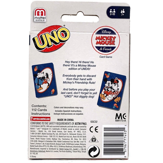 Mattel Games GGC32 Uno Disney Micky Mouse & Friends Card Game, Multi-Colored