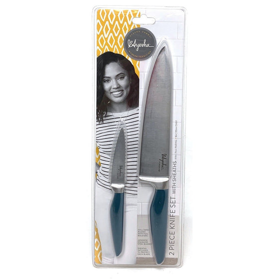 Ayesha Curry Kitchenware 47056 Ayesha 2 Piece Knife Set With Sheaths, Twilight Teal Blue