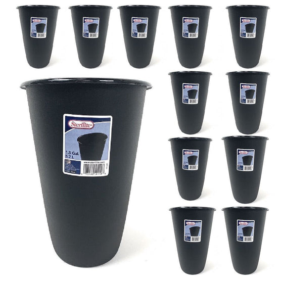 Sterilite 1011 Oval Vanity Wastebasket, 1.5-Gal, 12-Pack, Black